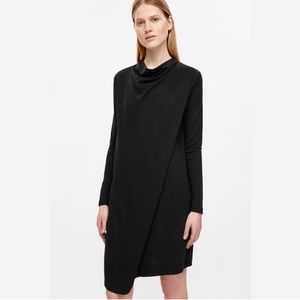 COS | Dresses | New Cos Draped Neck Asymmetrical Hem Jersey Dress In Black  Size M | Poshmark